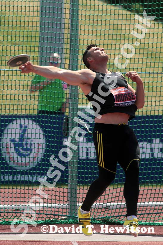 Brett Morse winner of the discus at the Sainsbury's British Championships, Birmingham.